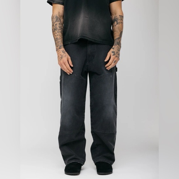 TRINITY THE LABEL Faded Black Work Pants